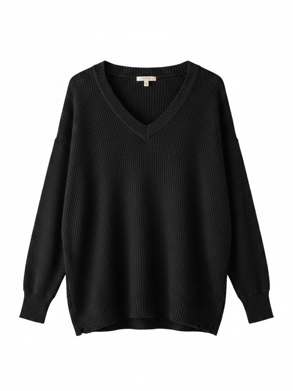 Aerie Oversized V-Neck Knit Sweater Black (Size Small)